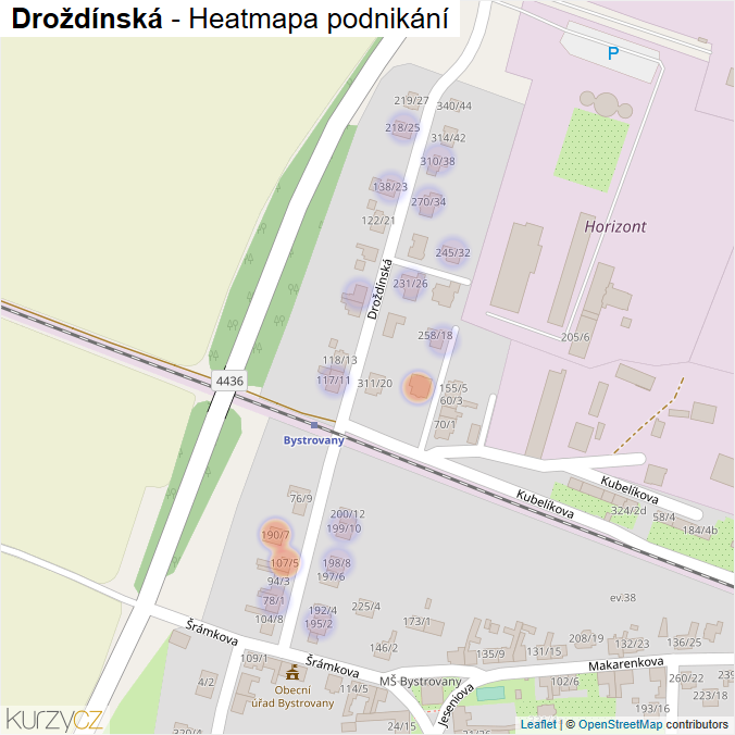 Mapa Droždínská - Firmy v ulici.