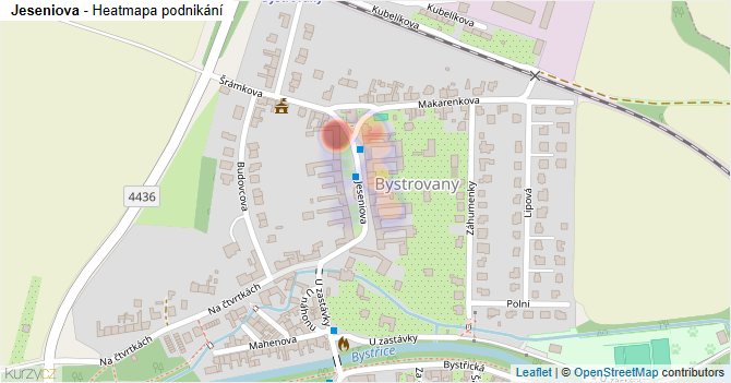 Jeseniova - mapa podnikání