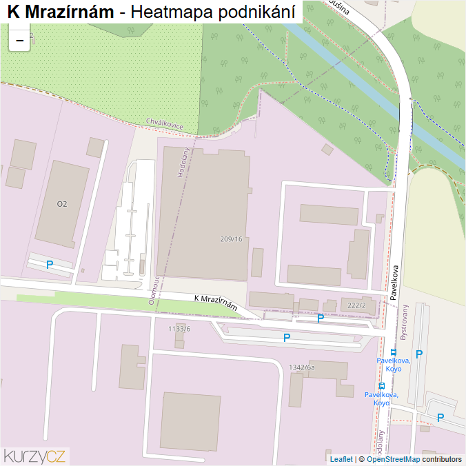 Mapa K Mrazírnám - Firmy v ulici.