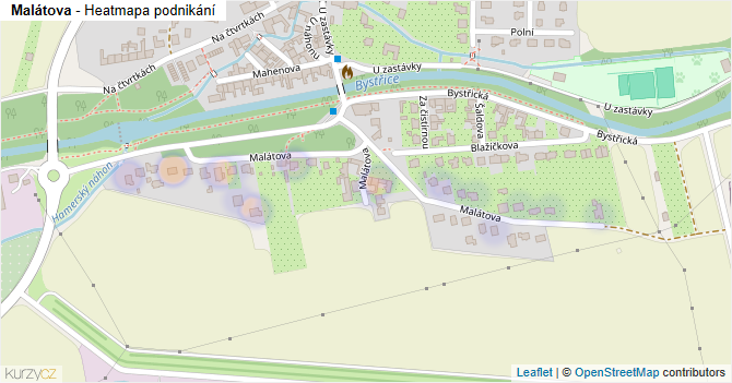 Malátova - mapa podnikání