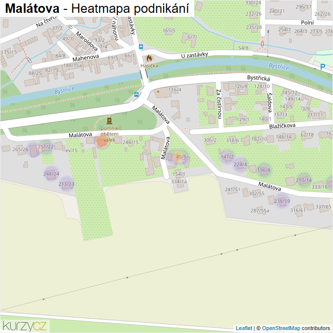 Mapa Malátova - Firmy v ulici.