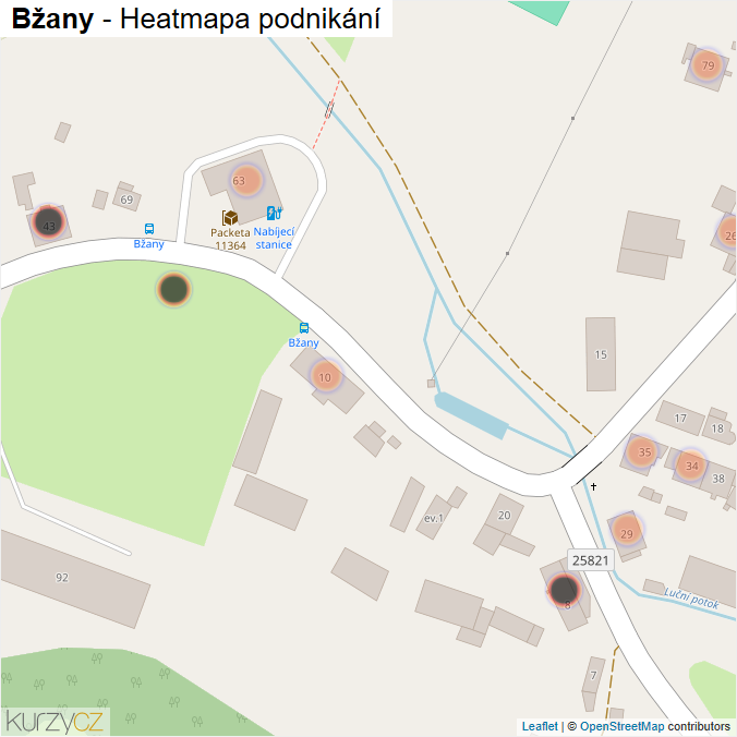 Mapa Bžany - Firmy v obci.