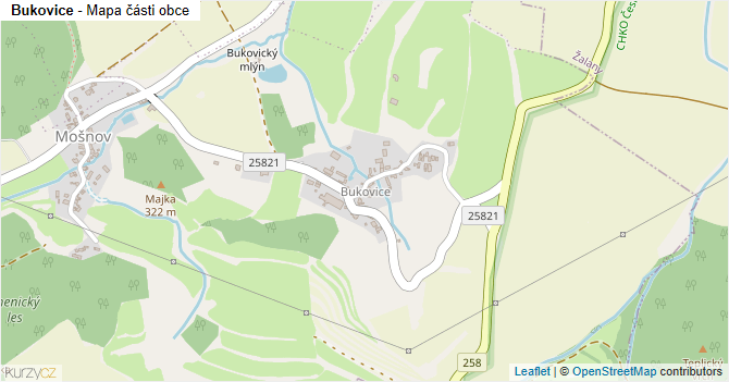 Bukovice - mapa části obce