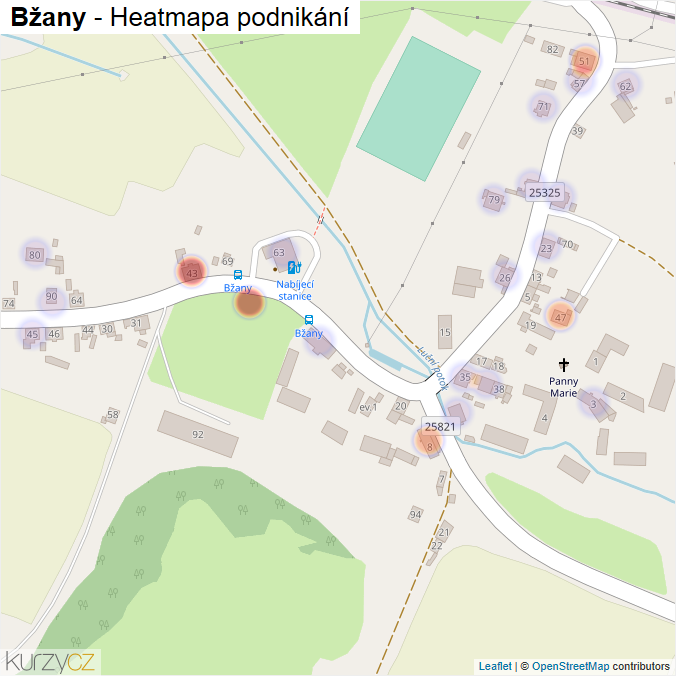 Mapa Bžany - Firmy v části obce.