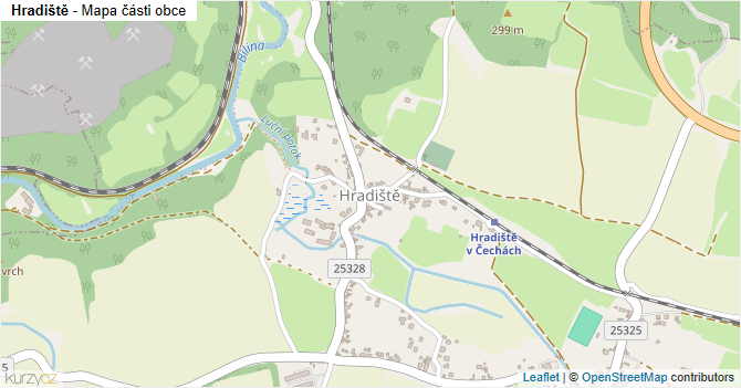 Hradiště - mapa části obce