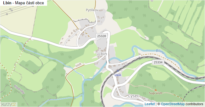 Lbín - mapa části obce