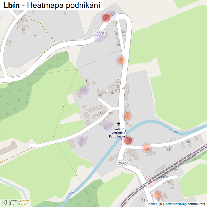 Mapa Lbín - Firmy v části obce.