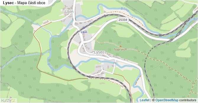 Lysec - mapa části obce