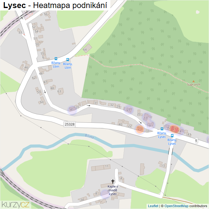 Mapa Lysec - Firmy v části obce.