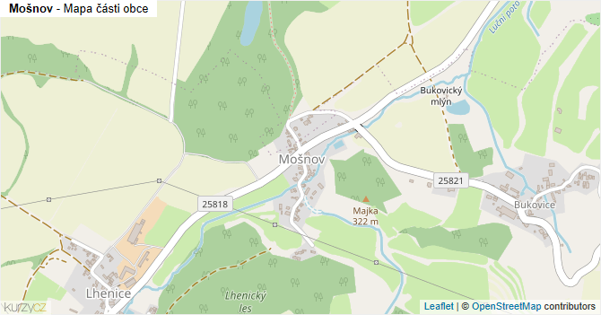 Mošnov - mapa části obce
