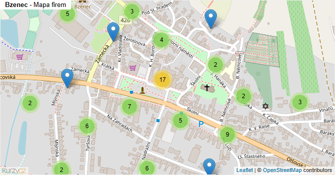 Bzenec - mapa firem