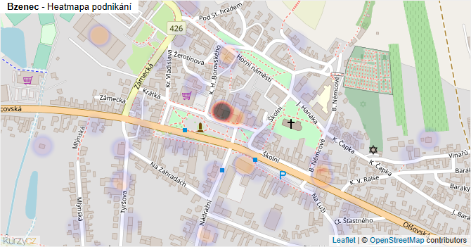 Bzenec - mapa podnikání