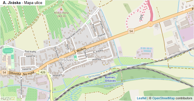 A. Jiráska - mapa ulice