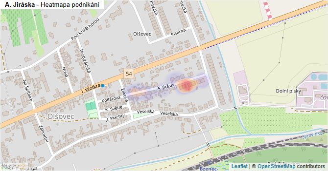 A. Jiráska - mapa podnikání