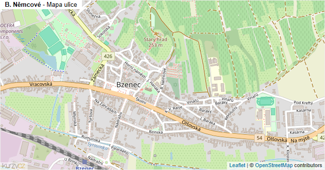B. Němcové - mapa ulice