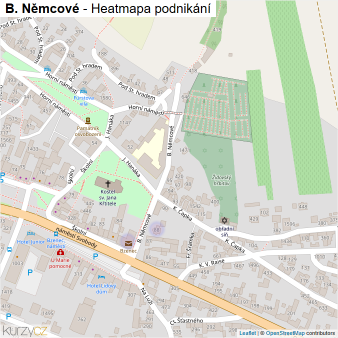 Mapa B. Němcové - Firmy v ulici.