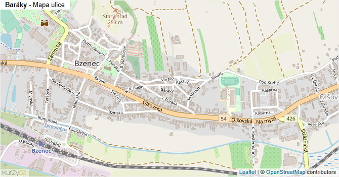 Baráky - mapa ulice