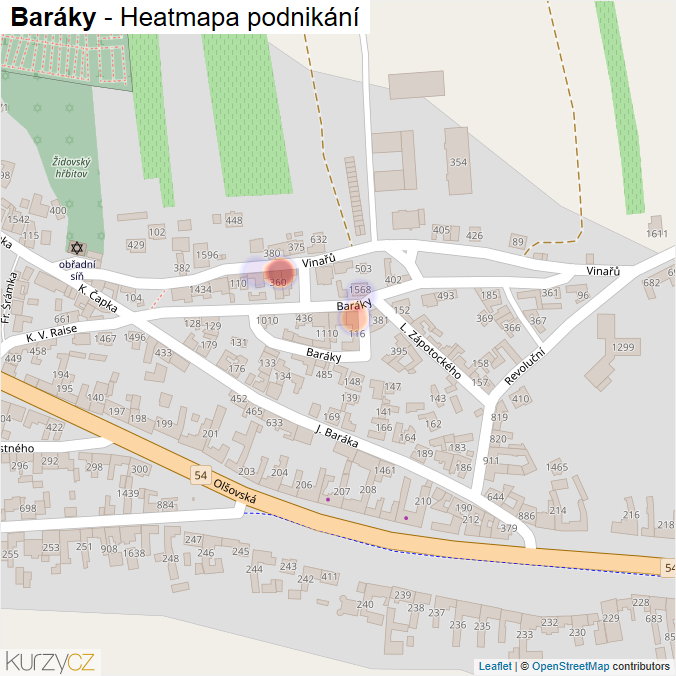 Mapa Baráky - Firmy v ulici.