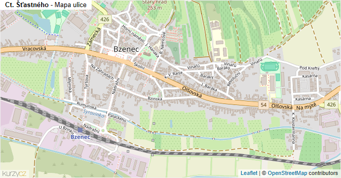 Ct. Šťastného - mapa ulice