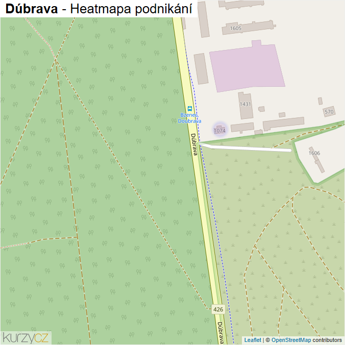 Mapa Dúbrava - Firmy v ulici.
