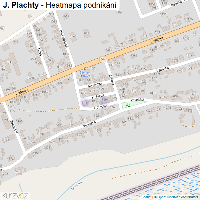 Mapa J. Plachty - Firmy v ulici.