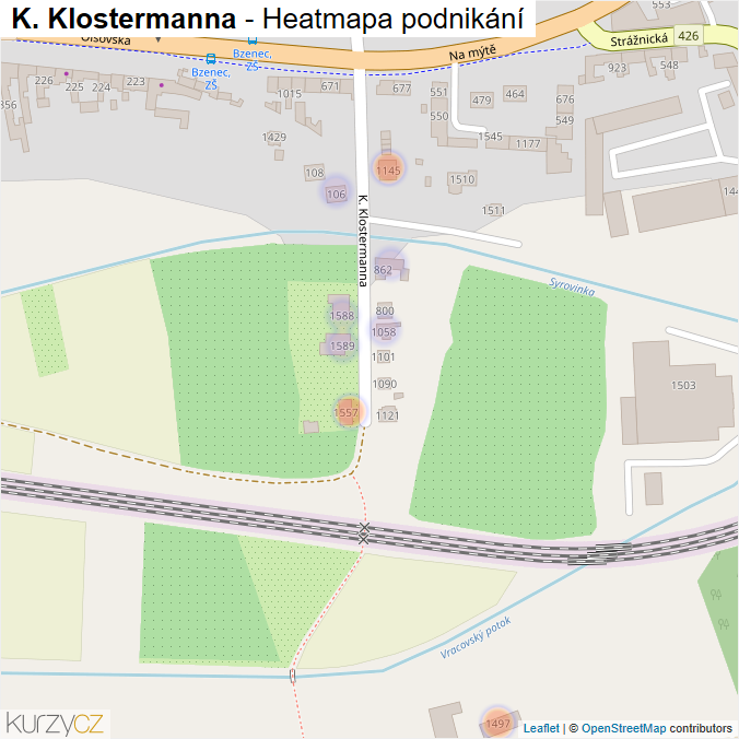 Mapa K. Klostermanna - Firmy v ulici.