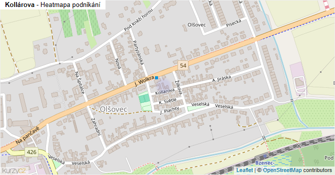 Kollárova - mapa podnikání