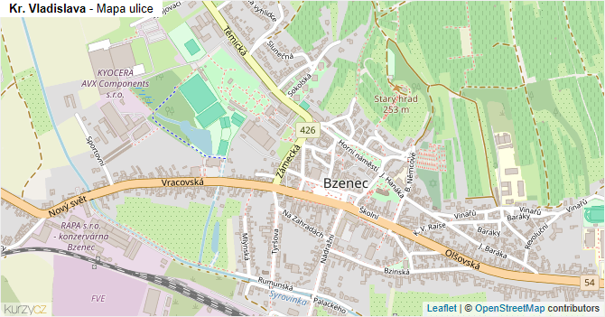 Kr. Vladislava - mapa ulice