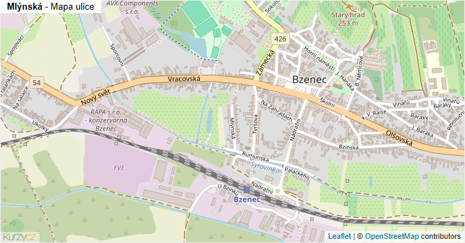 Mlýnská - mapa ulice