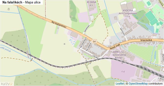 Na falaříkách - mapa ulice