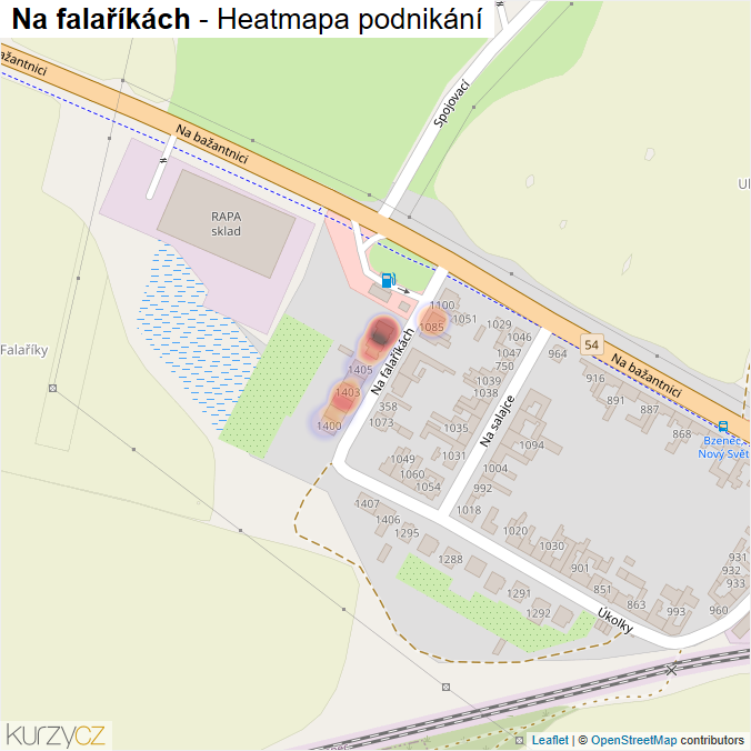 Mapa Na falaříkách - Firmy v ulici.