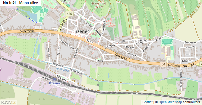 Na luži - mapa ulice