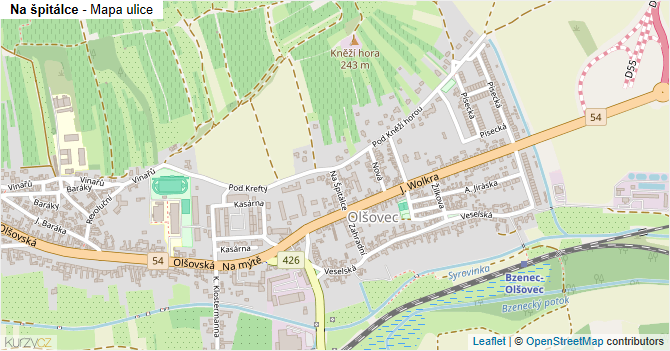 Na špitálce - mapa ulice