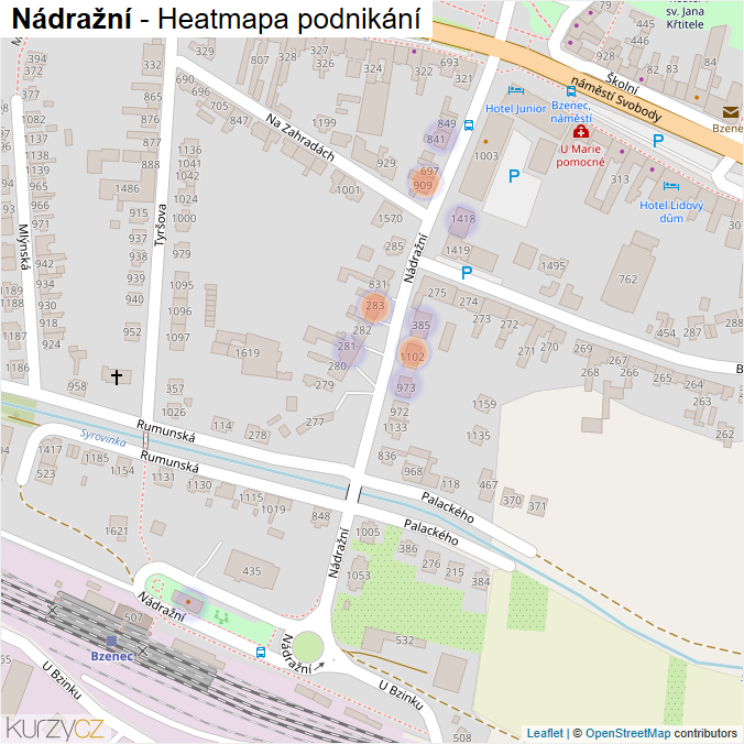 Mapa Nádražní - Firmy v ulici.