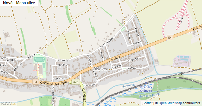 Nová - mapa ulice