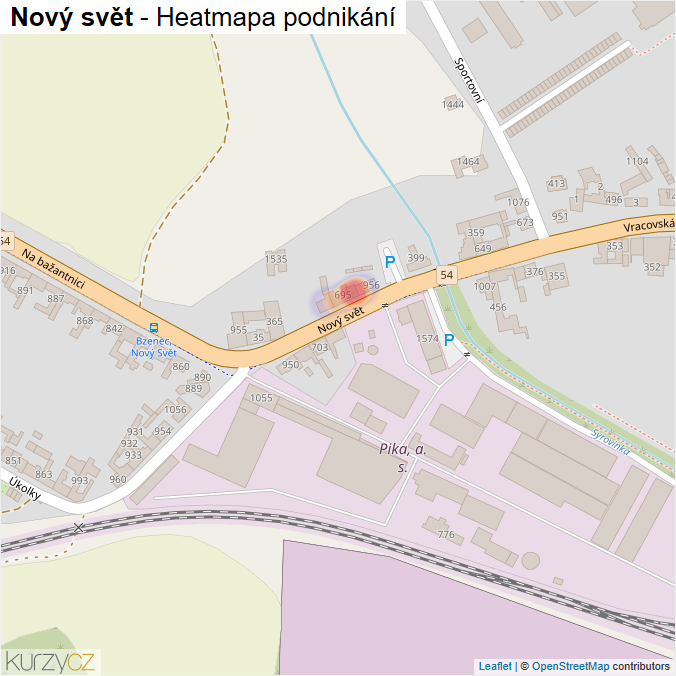 Mapa Nový svět - Firmy v ulici.