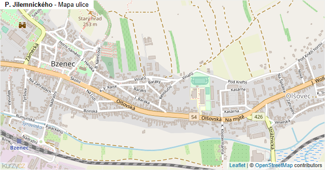 P. Jilemnického - mapa ulice