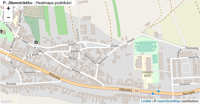 P. Jilemnického - mapa podnikání