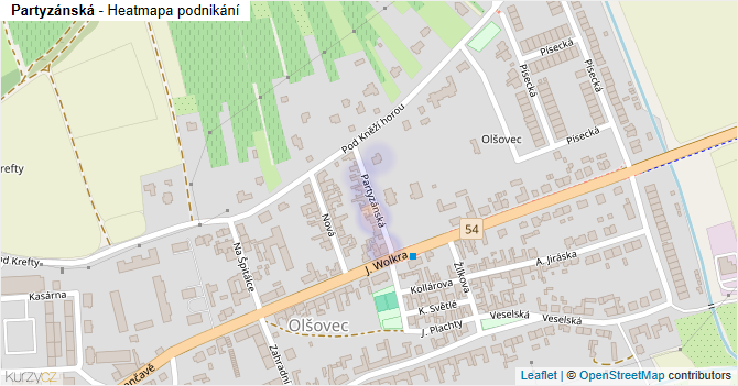Partyzánská - mapa podnikání