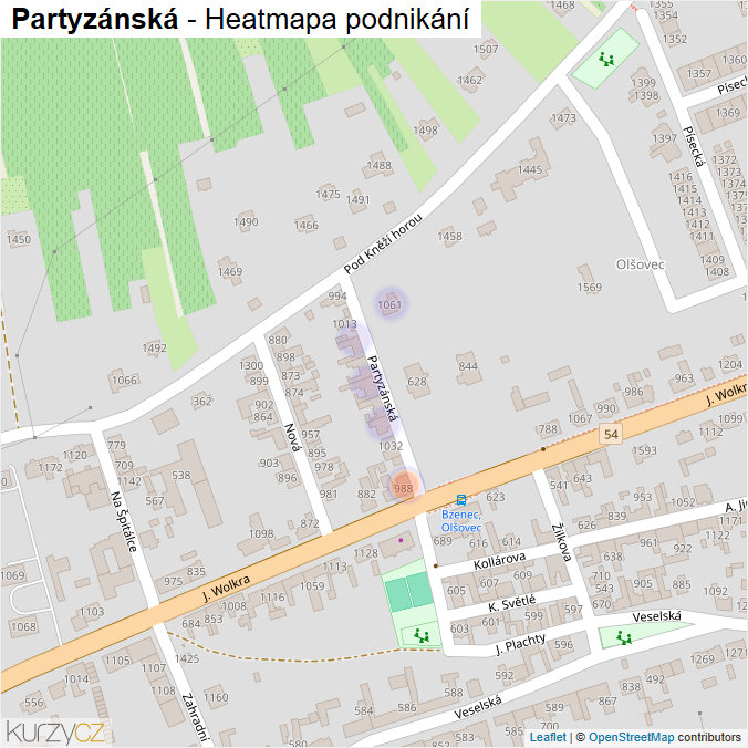 Mapa Partyzánská - Firmy v ulici.