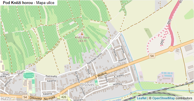 Pod Kněží horou - mapa ulice