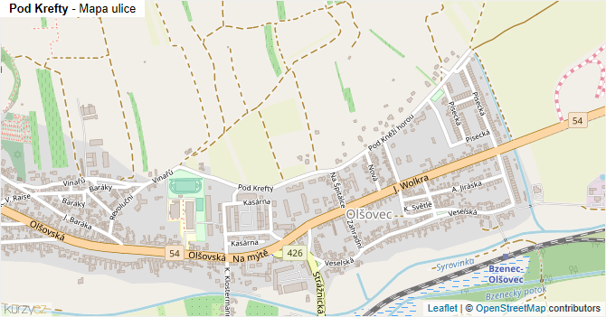 Pod Krefty - mapa ulice