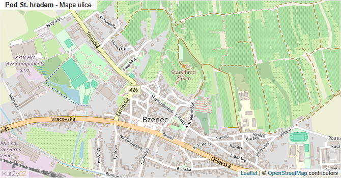 Pod St. hradem - mapa ulice