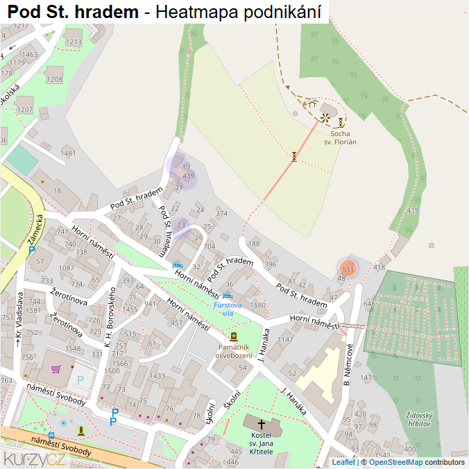 Mapa Pod St. hradem - Firmy v ulici.