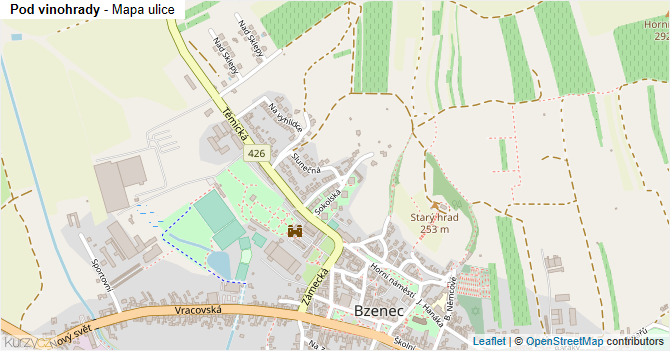 Pod vinohrady - mapa ulice