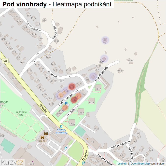 Mapa Pod vinohrady - Firmy v ulici.