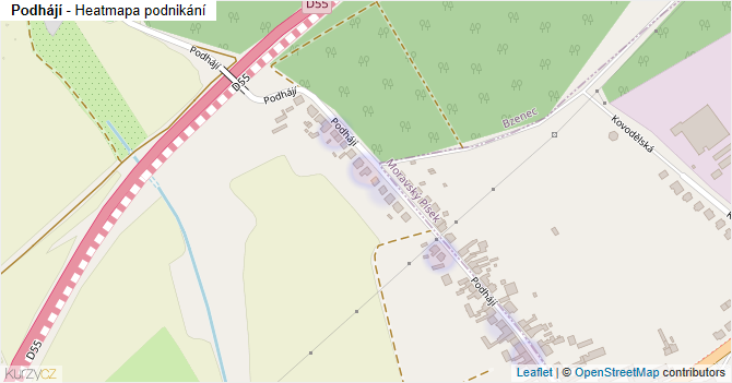 Podhájí - mapa podnikání