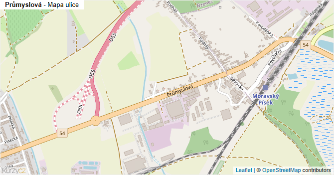 Průmyslová - mapa ulice