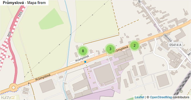 Průmyslová - mapa firem