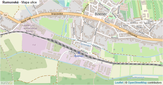 Rumunská - mapa ulice